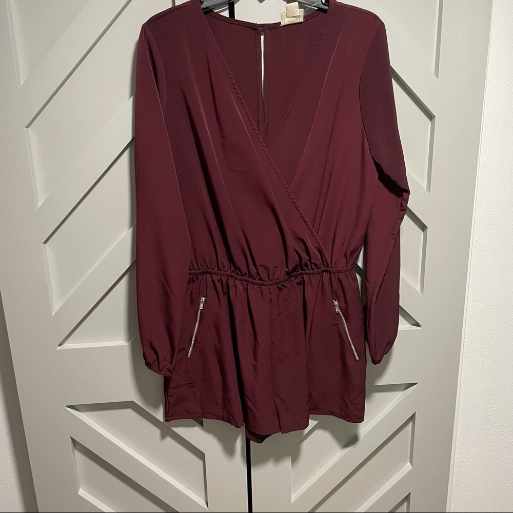 Maroon long sleeve romper